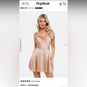 Popilush Champagne Mini Dress Built in Shapewear